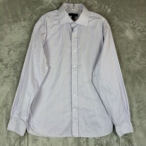 Express Design Studio Mens Large Classic Fit Lavender Striped‎ 100s Cotton Shirt